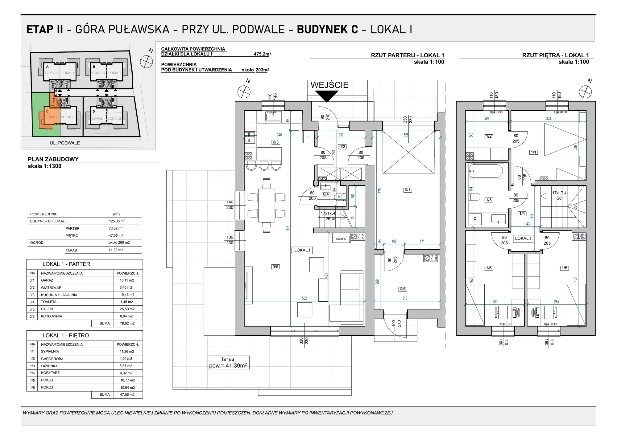 Rzut parteru i piętra — budynek C, lokal I, ul. Podwale, Góra Puławska