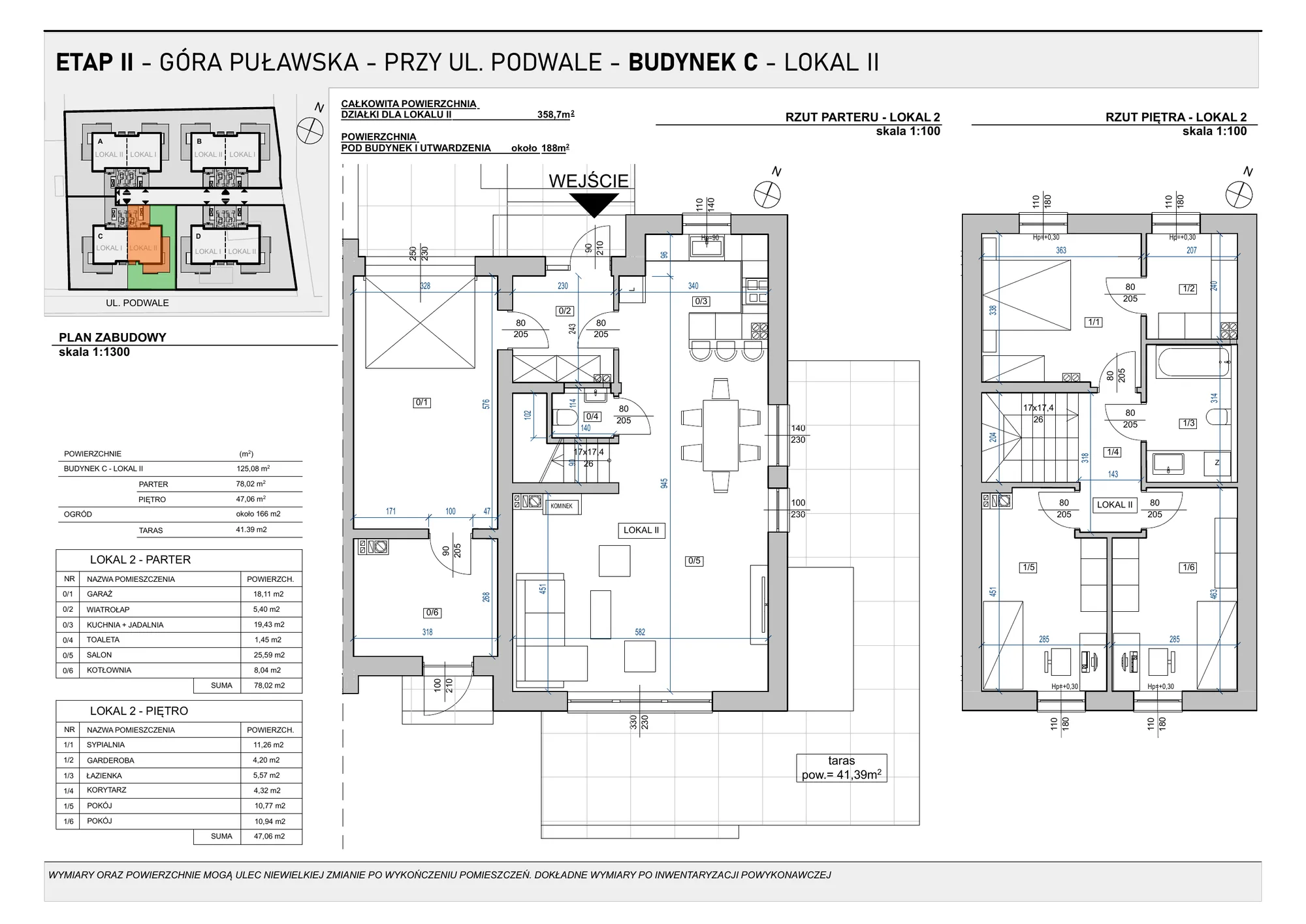 Rzut parteru i piętra — budynek C, lokal II, ul. Podwale, Góra Puławska